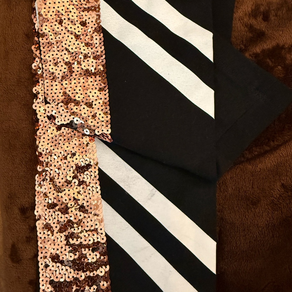 PINK Victoria's Secret Black Leggings with Rose Gold Sequin Side Stripes - Picture 5 of 6